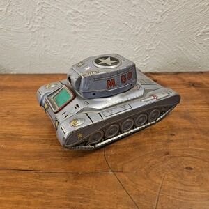 Litho Tin U.S. Army Friction Toy Tank M 50‎ Tin Vintage Japan READ